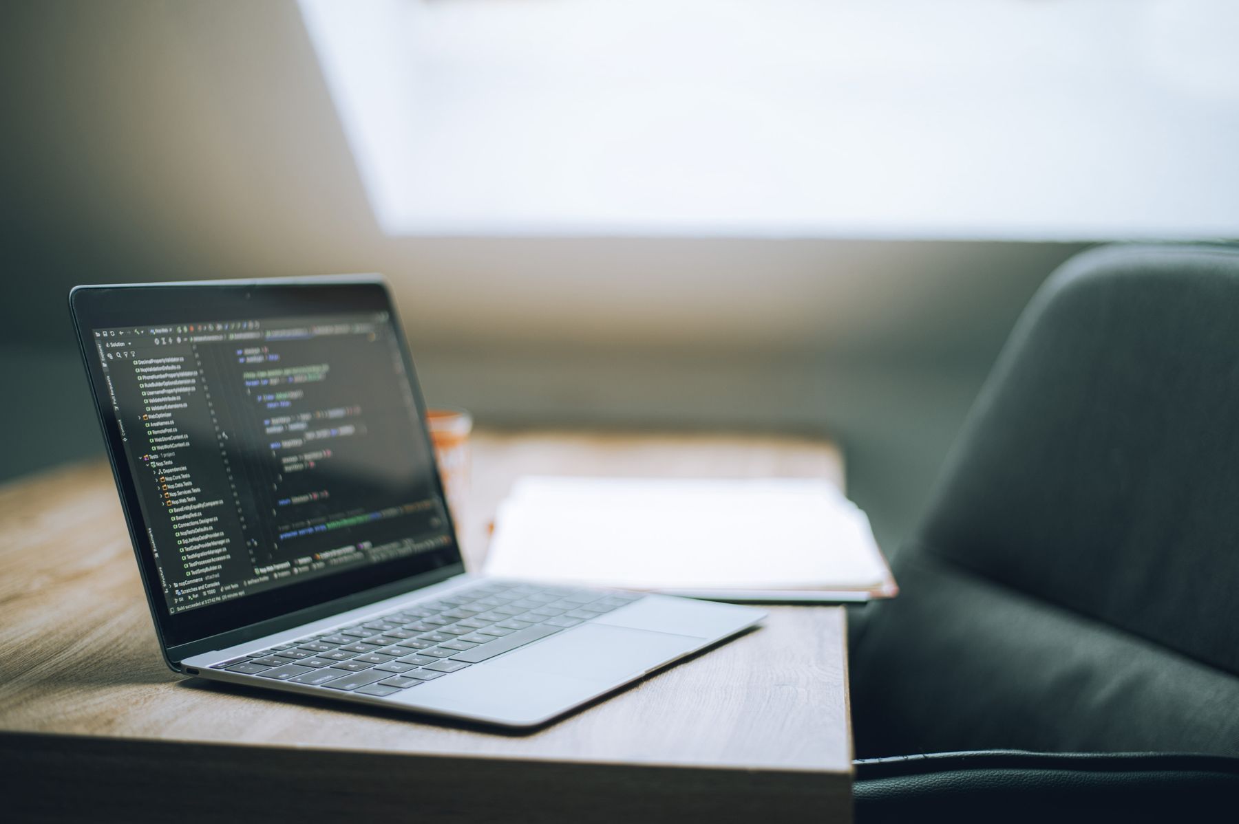 Laptop displaying a modern software development workspace