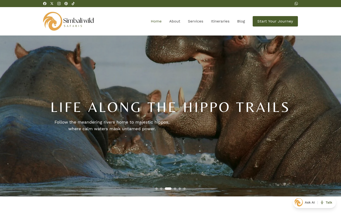 Simbali Wild Safaris website designed and developed by Tamaduni
